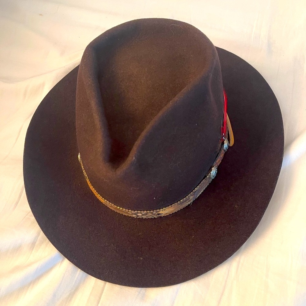 SMITH BILT Brown Felt Fedora Hat with Leather Band, Made in Canada